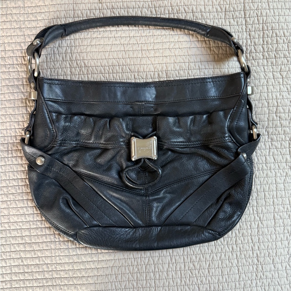 B Makowsky Black Leather Women's Bag.